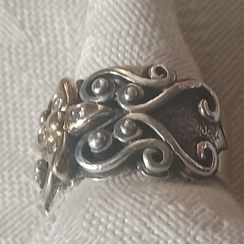 Konstantino Diamond Scroll Ring, SS &18k, Size 5.5 - Picture 7 of 13